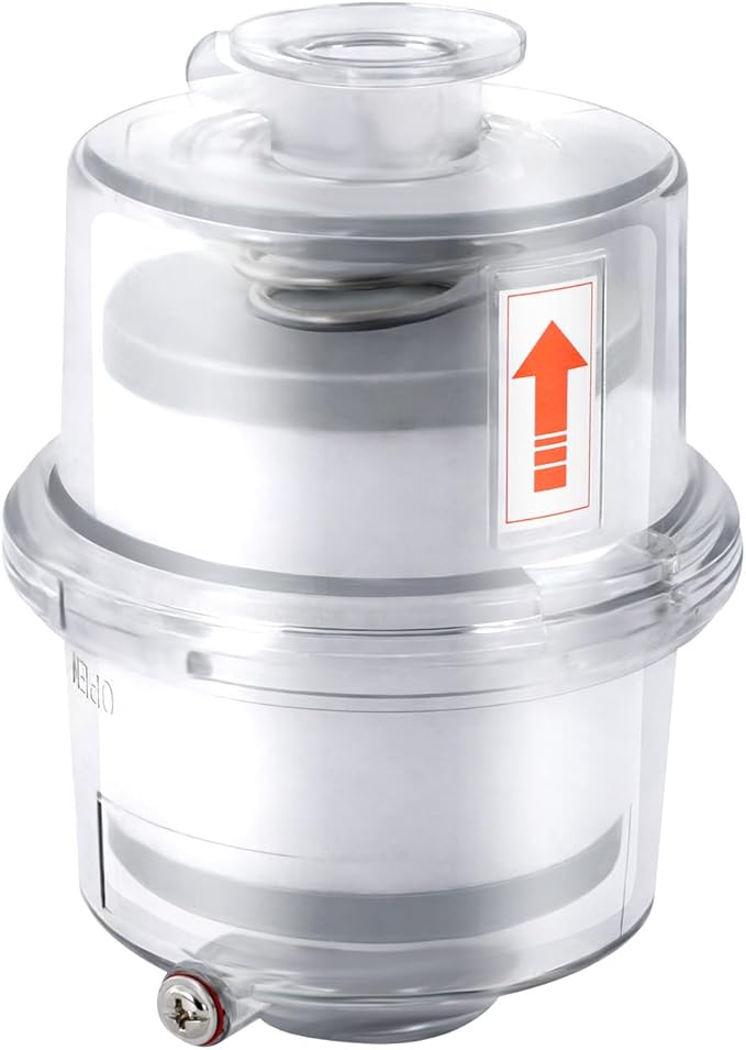 95% Efficiency Oil Mist Filter, Vacuum Pump Filter with KF25 Flange & Drain Pipe, for Pumps ≤2.11Gal/s