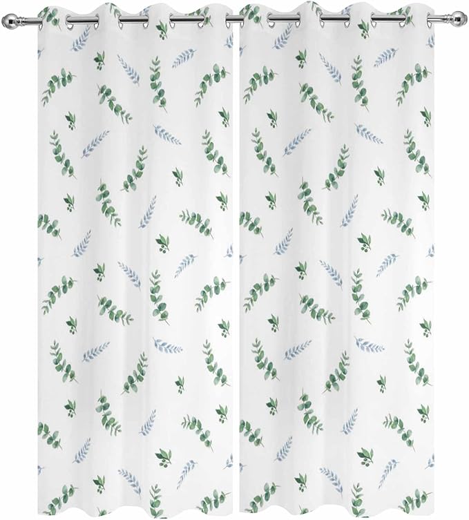 Leaf Outdoor Curtains for Patio Summer Jugal Leaves Pastoral Plant Waterproof Outside Curtains with Grommet Top Weatherproof Curtain for Cabana Pergola Gazebo, 2 Pack, 54" W x 84" L