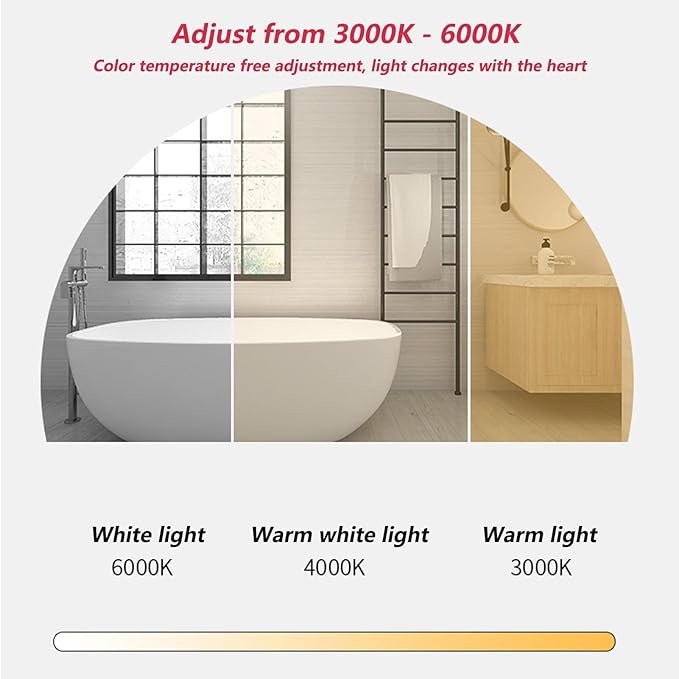 Irregular Bathroom Mirror with LED Lights, Wall Mounted Mirror with Touch Switch and Demister Pad, Drop Shape Decorative Mirror, 3 Colors Dimmable Lighting(A,31.5 * 51.2in/80 * 130cm)
