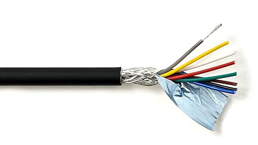 8C 20AWG AMSB Shielded Cable Wire (UL2464) - Highly Flexible Str TC, PVC Ins, OS+TC BRD, PVC JKT for CNC Machine, Stepper Motor, VFD Spindle (Matte Black 50FT)