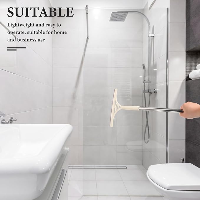 Multipurpose Window Cleaner Squeegee Scraper with Water and Dry Use, Khaki Floor and Shower Wiper for Bathroom, Kitchen, Tile, and Glass Cleaning