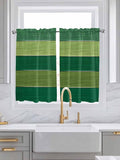 Farm Retro Green Wood Grain Window Valance Curtains, Rustic Wooden Plank Texture Light Filtering Kitchen Valance with 3-inch Rod Pocket for Living Room Bathroom Bedroom,2 Panel,42x54In