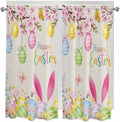 Happy Easter Living Room Curtains 72 Inches length, Spring Farmhouse Bunny Eggs Flower Beige Window Treatment Curtain Drapes, Light Filtering Drapes for Bedroom Laundry Room, 52"x72", 2 Panels