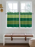 Farm Retro Green Wood Grain Window Valance Curtains, Rustic Wooden Plank Texture Light Filtering Kitchen Valance with 3-inch Rod Pocket for Living Room Bathroom Bedroom,2 Panel,27.5x36In