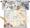 Thanksgiving Pumpkin Tie Up Valance Curtains for Windows, Kitchen Curtains Window Shades, Fall Maple Leaf Daisy Wooden Grain Light Filter Roman Curtain Valances for Bedroom/Bathroom/Cafe 42'' x 12''
