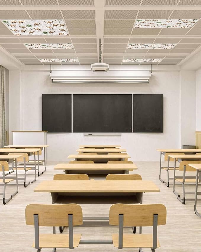 Fluorescent Light Covers for Ceiling Lights Desert Camel Magnetic Light Filters 3 Pack 4x2 ft Bohemian Southwest Date Trees Ceiling Lights Cover for Classroom Office School Home Drop Lamp Decor