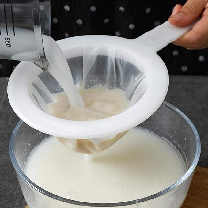 Kitchen Ultra-Fine Nylon Mesh Strainer I Plastic Sieve Fine Mesh Filter Spoon For Soy Milk Coffee Filter Milk Yogurt Juice Kefir Honey Wine coladores de cocina Kitchen Gadgets (400 Mesh)
