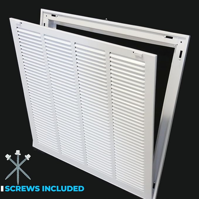 HVAC Premium 12 x 18 Duct Opening Steel Return Air Filter Grille, for 1-inch Filter, Removable Door, Flat Stamped HVAC Vent Cover Grille, Outer Dimensions 14.5 x 20.5