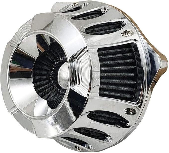 Harley Air Cleaner Motorcycle Filter Intake CNC Cut Kit Chrome for Models Touring Street Glide 2008-2016 Softail 2016-2017 (Chrome, Fitment - C)