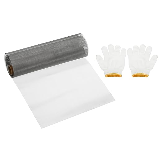 PATIKIL 40" L x 16" W Woven Wire Mesh, 50 Mesh 304 Stainless Steel Air Vent Filter Screen with Gloves for Window Security Vent Cover Filtration Animals Fence