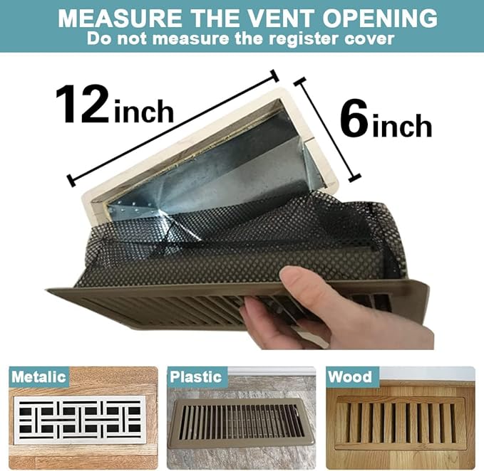 Floor Register Cover Trap, Floor Air Vent Cover Screen for Home Air Vent Filters 5-Pack Floor Vent Mesh Filters Net Trap (6 x 12 Inch)