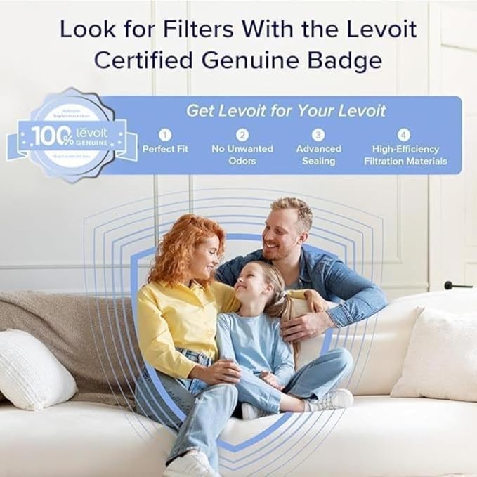 LEVOIT LV-H132 Replacement Filter, Genuine LV-H132-RF Air Purifier Filters, High-Efficiency Activated Carbon for Removal of Smoke, Odor, Allergens, Pollen, 2 Pack