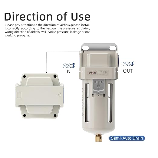 Industrial Air Dryer Filter 1/2”NPT,0-150PSI,Air Compressor Water Separator,Air Compressor Filter AF4000-04,5 Micron Brass Element,Semi-Auto Drain,Poly Bowl