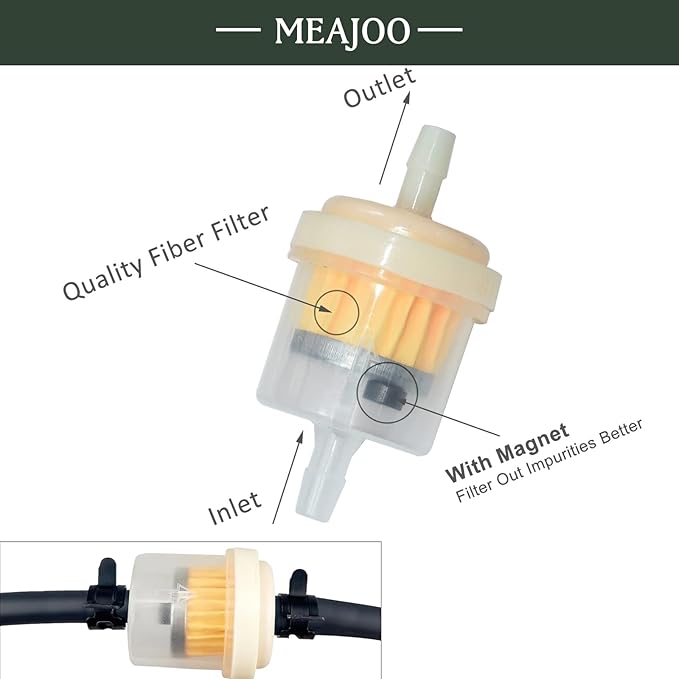 6PCS 3/16" 5mm-6mm Gas Inline Fuel Filter, with magnet, Fit for ATV Scooter Moped Go Kart Dirt Bikes Snowblower Motorcycle Lawnmower Taotao Small Tractors Snowmobiles and Other Small Engines