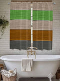 Farm Gray Green Brown Wood Grain Window Valance Curtains, Rustic Wooden Plank Light Filtering Kitchen Valance with 3-inch Rod Pocket for Living Room Bathroom Bedroom,2 Panel,42x63In