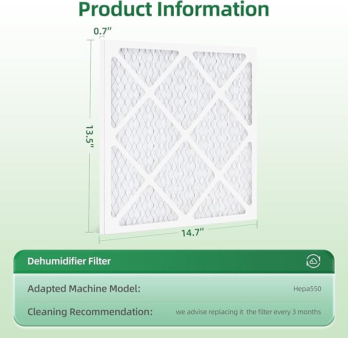 MERV-10 Air Filter Replacement Compatible with AlorAir CleanShield HEPA 550,Abestorm HEPA 550 Air Scrubber, 14.8" x 13.7" x 0.8" First-Stage Filtration, 10-Pack