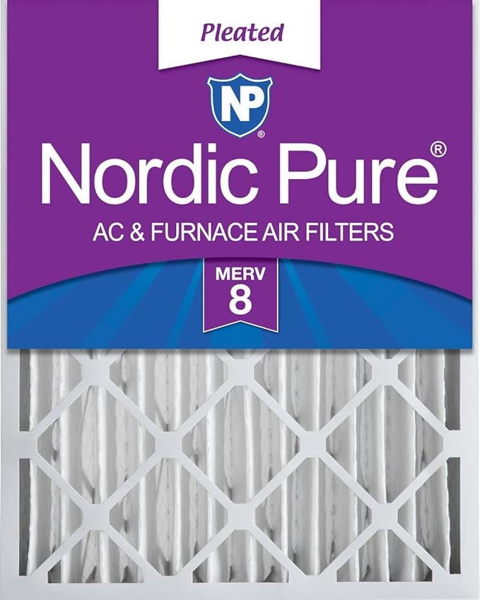 Nordic Pure 20x20x4 (Actual Size: 19 1/2 x 19 1/2 x 3 5/8) Pleated MERV 8 Air Filter 1 Pack