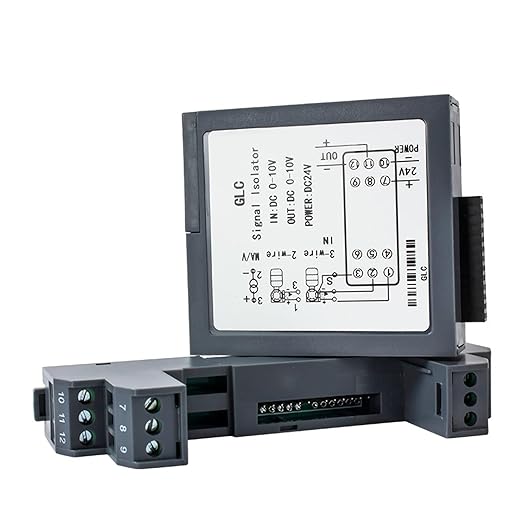 Analog Signal Isolator 4-20mA Signal Isolator Din Rail Mount 0.5% FS Precision for Industrial Automation PLC Control System(1 in 1 Out,Output 0-20MA_Input 0-20MA_DC24V)
