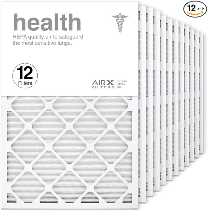 AIRx Filters 20x30x1 Air Filter MERV 13 Pleated HVAC AC Furnace Air Filter, Health 12-Pack, Made in the USA
