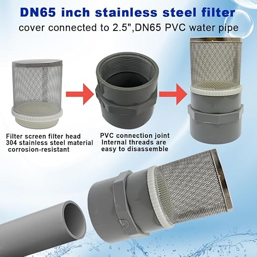 2.5" Stainless Steel Filter DN65/2.5" Suction Strainers Used to Remove Debris and Reduce Solid Entry（1pcs）