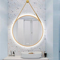 JSLJDM 500X500 mm Illuminated Backlit LED Bathroom Mirror, Wall Mounted Multifunction Bathroom Vanity Mirror with Lights and Demister Pad, Energy-Saving Illuminated Smart Mirror 60cm/23.5in Gold