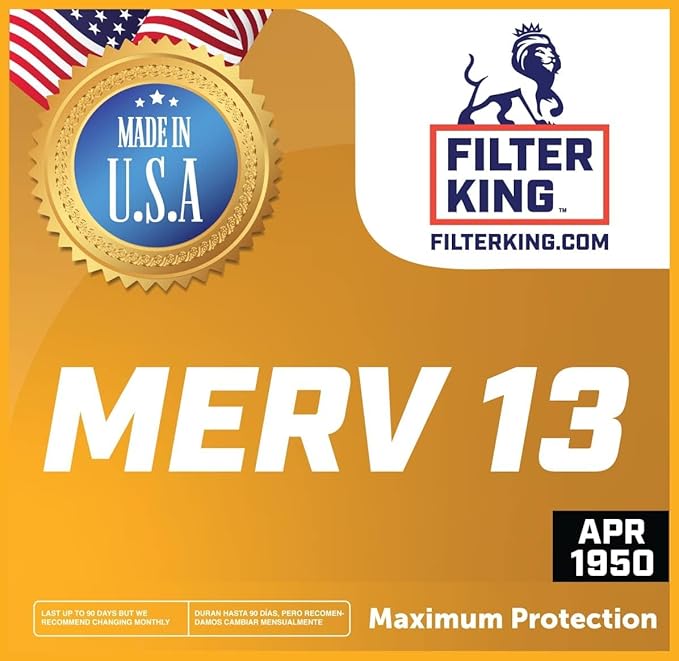 Filter King Air Filters 7.75x25.75x1 | 4-PACK | MERV 13 HVAC Pleated AC Furnace Filters | Air Purifier | Replacement Filters for Clean, Healthy & Fresh Environment | MADE IN USA