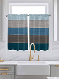 Retro Farm Blue Gray Wood Grain Window Valance Curtains, Rustic Wooden Plank Light Filtering Kitchen Valance with 3-inch Rod Pocket for Living Room Bathroom Bedroom,2 Panel,42x54In