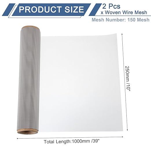 uxcell 2Pcs 150 Mesh 39" x 10" Woven Wire Mesh, 316 Stainless Steel Air Vent Filter Screen, Window Screen Mesh for DIY Projects Vents Cover Filtration Animals Fence