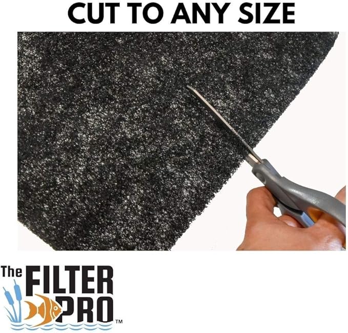Black Coarse Filter Media, 1.25" Thick, 12" x 12" Pads, 6 Pack, Perfect for Aquariums, Ponds or Water Gardens, Made in USA