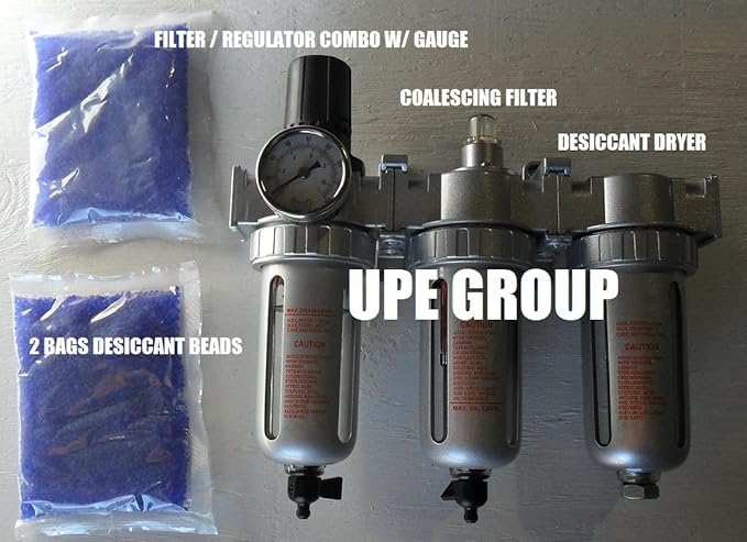 3/8" COMPRESSED AIR PARTICULATE FILTER WATER TRAP/PRESSURE REGULATOR/DESICCANT AIR DRYER/COALESCING FILTER FOR COMPRESSED AIR SYSTEMS GREAT FOR PLASMA CUTTER