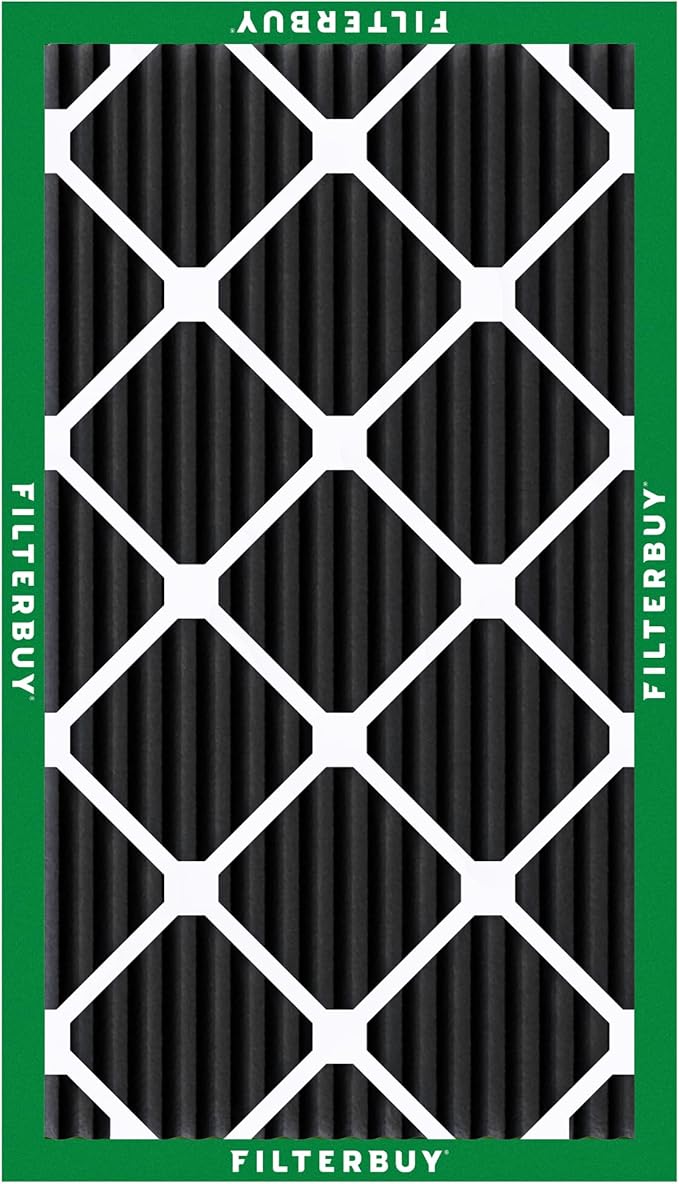 Filterbuy 12x30x1 Air Filter MERV 10 Odor & Allergy Defense with Activated Carbon (3-Pack), Electrostatic Pleated HVAC AC Furnace Filters Replacement, Made in USA (Actual Size: 11.88 x 29.88 x 0.75)
