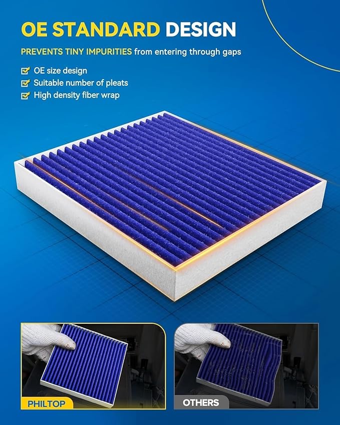 PHILTOP Premium Cabin Air Filter w/Dual Activated Carbon, Compatible with CF11173 Nissan Altima 2007-2012, Murano 2009-2014, Maxima 2009-2014, Quest 2011-2017, Carbon Filter Up Dust Pollen Odor