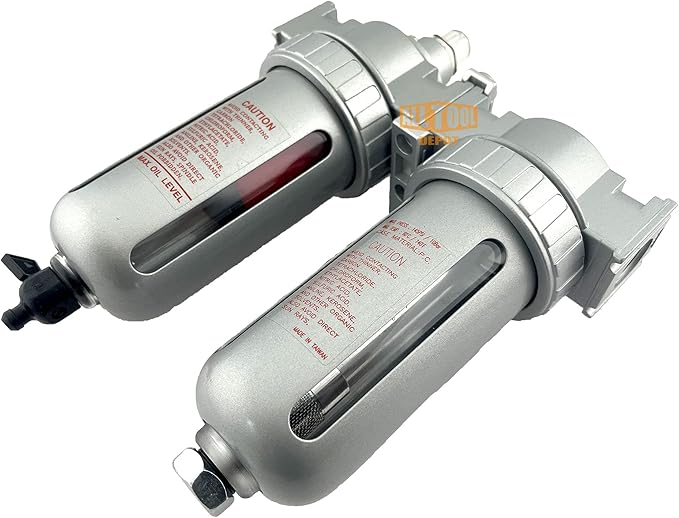 3/8" NPT MID FLOW 2 Stages Coalescing Filter Desiccant Dryer System For Compressed Air Lines, Poly Bowls, Great For Paint Spray And Plasma Cutter