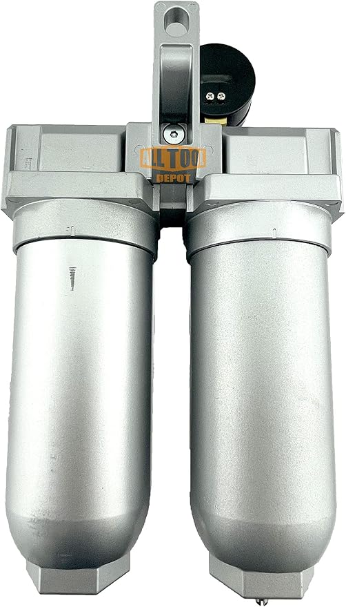1" NPT SUPER DUTY Industrial Grade 2 Stages Coalescing Filter Desiccant Dryer System For Compressed Air Lines, Metal Bowls, Great For Paint Spray And Plasma Cutter