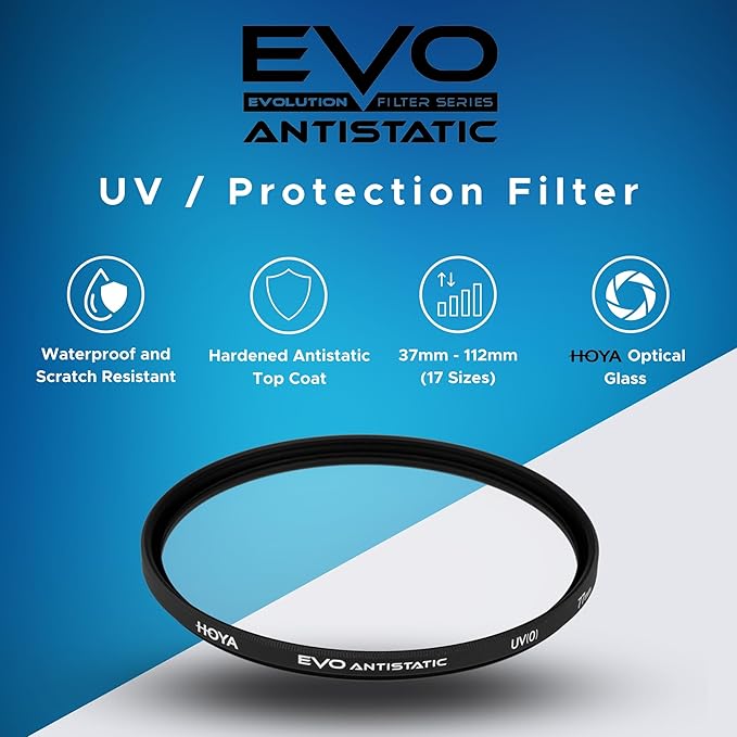 Hoya EVO Antistatic 95mm UV Filter — Camera Filters with 16-Layer SMC Coating, 5mm Thick, UV Optical Glass for Superior Resolution - Dust, Stain & Scratch-Resistant for Clear & Distortion-Free Images