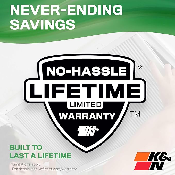 K&N 10x20x1 HVAC Furnace Air Filter, Lasts a Lifetime, Washable, Merv 11, the Last HVAC Filter You Will Ever Buy, Breathe Safely at Home or in the Office, HVC-11020