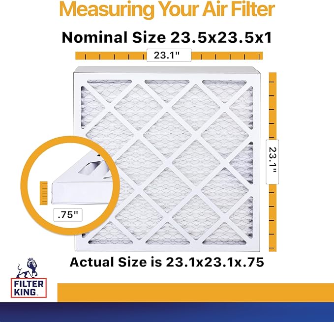 Filter King 23.5x23.5x1 Air Filter | 4-PACK | MERV 13 HVAC Pleated A/C Furnace Filters | MADE IN USA | Actual Size: 23.5 x 23.5 x .75"