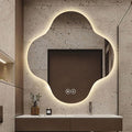 Irregular Bathroom Mirror with LED Light, Wall Mounted Mirror with Demister Pad, 3-Color Dimmable LED Light, for Wall, Living Room, Bedroom, Vanity, Entryway(60cm/23.6in)