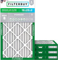 Filterbuy 16x25x2 Air Filter MERV 8 Essential Dust & Allergy Defense (4-Pack), Electrostatic Pleated HVAC AC Furnace Filters Replacement, Made in USA (Actual Size: 15.50 x 24.50 x 1.75)