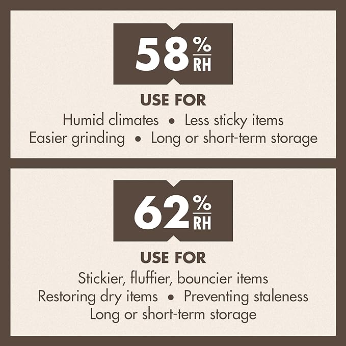 Boveda 62% Two-Way Humidity Control Packs For Storing 1 lb – Size 67 – 4 Pack – Moisture Absorbers for Storage Containers – Humidifier Packs – Hydration Packets in Resealable Bag