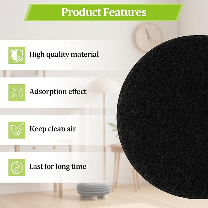 6 Pack Charcoal Filters for Kitchen Compost Bin,6.7 Inch Compost Filters for Countertop Bin,Activated Carbon Replacement Filters for Kitchen Compost Bins