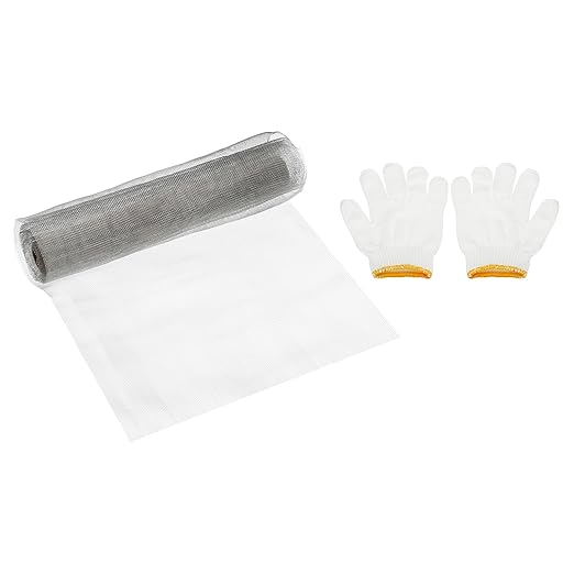 PATIKIL 40" L x 10" W Woven Wire Mesh, 24 Mesh 304 Stainless Steel Air Vent Filter Screen with Gloves for Window Security Vent Cover Filtration Animals Fence