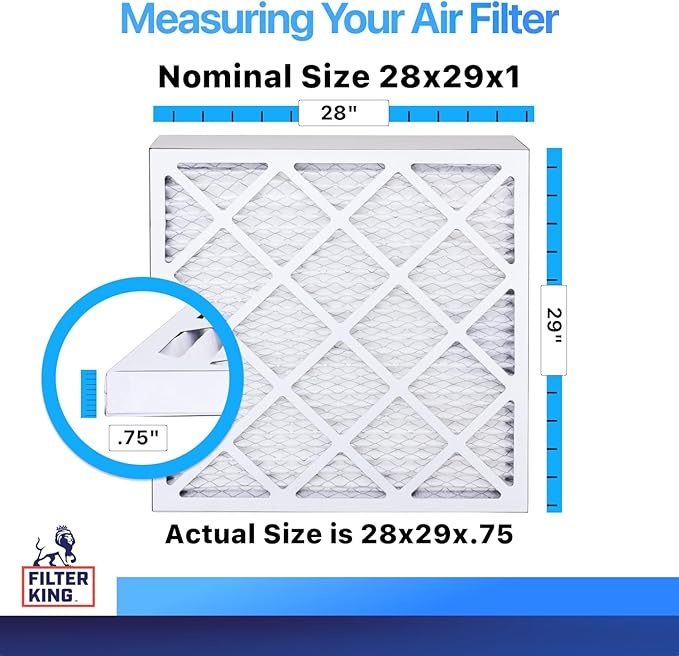 Filter King 28x29x1 Air Filter | 4-PACK | MERV 8 HVAC Pleated A/C Furnace Filters | MADE IN USA | Actual Size: 28 x 29 x .75"