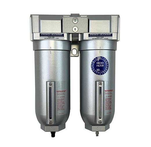 1/2" NPT Industrial (2-Stage) Moisture Removing Particulate Filter Water Separator and Oil, Moisture Vapor Removing Coalescing Filter for Compressed Air