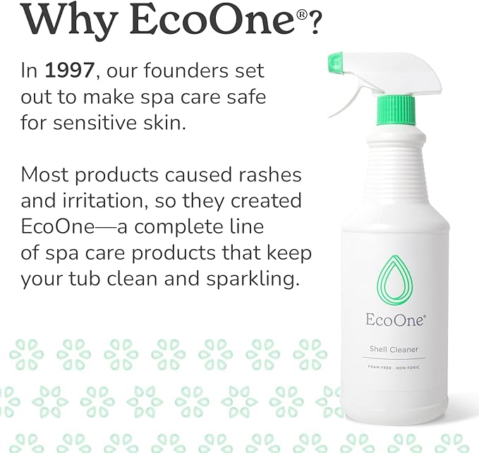 Shell Cleaner by EcoOne | All-Natural, Fragrance-Free Spa & Hot Tub Surface Cleaner | Hot Tub Shell Cleaner Removes Scum, Grime, & Stains | Foam-Free Spray-and-Wipe Hot Tub Cleaner, 32 Oz