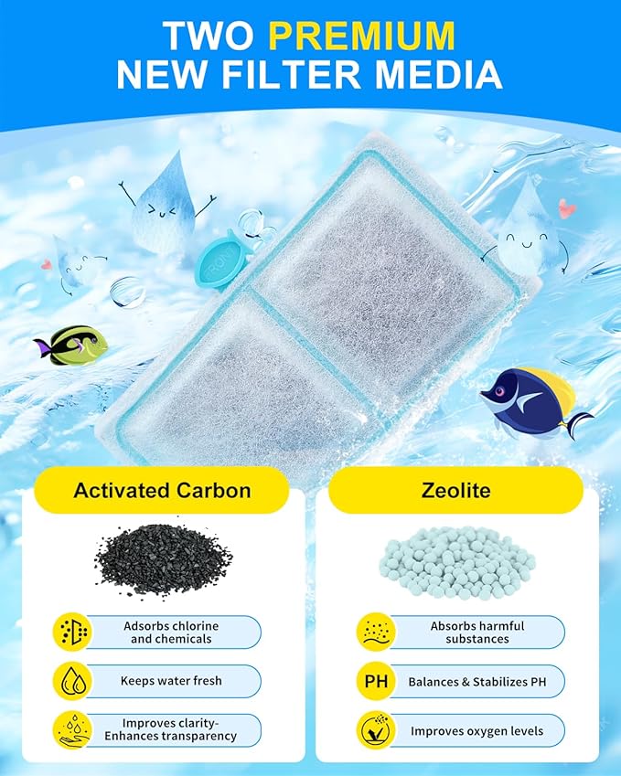 6 Pack Upgraded EF-S Fish Tank Filters Compatible with Top Fin EF-S Filter Cartridges, Aquarium Fish Filters for BF5 BETTAFLO, Filter Cartridge Compatible with Top Fin Aquarium