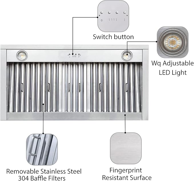 CT Copper Tailor Copper Vent Hood Wall Mount,36'' W,39''H, 610 CFM Exhaust Fan,Stainless Steel Vent,LED Light,Dishwasher-Safe Baffle Filters,Light Hammered-Medium Patina,VH14TA2L