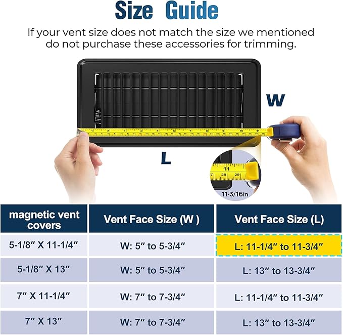 Magnetic Vent Covers with Vent Screen 5.1x11.3 Inch, Black Mesh Vent Covers for Floor, Wall, Ceiling Air Vents to Block Dust, Pet Hair, Fits Standard HVAC Floor Registers in Home, RV, 3 Pack