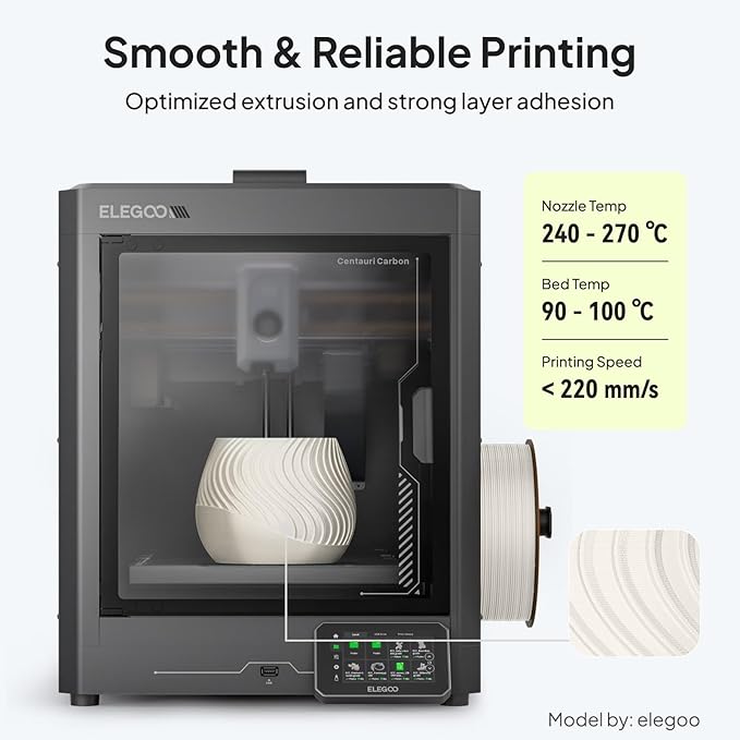 ELEGOO ASA Filament 1.75mm Deep Black 4KG, UV & Weather Resistant 3D Printer Filament Bundle for Outdoor Functional Parts, High Impact Strength Engineering Grad 1kg Spool (2.2lbs) Fit for FDM Printers