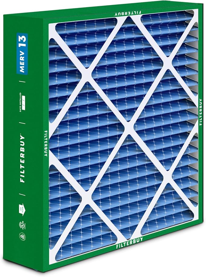 Filterbuy 22x24x5 Air Filter MERV 13 Optimal Smoke & Allergy Defense (3-Pack), Electrostatic Pleated HVAC AC Furnace Filters for Amana, Goodman, and Five Seasons (Actual Size: 22.06 x 23.94 x 5.25)